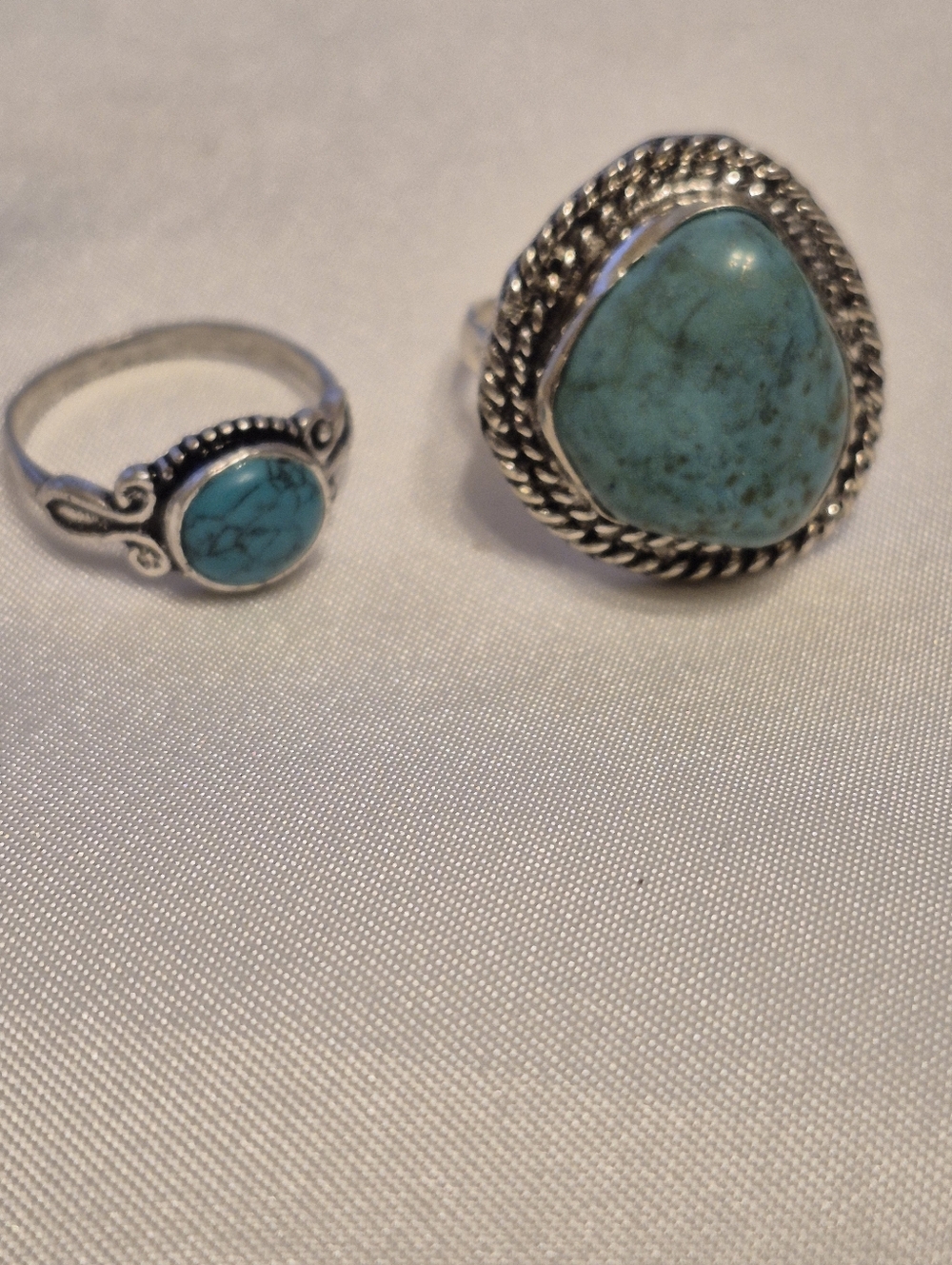 2 Lot Sale Silver Turquoise Rings